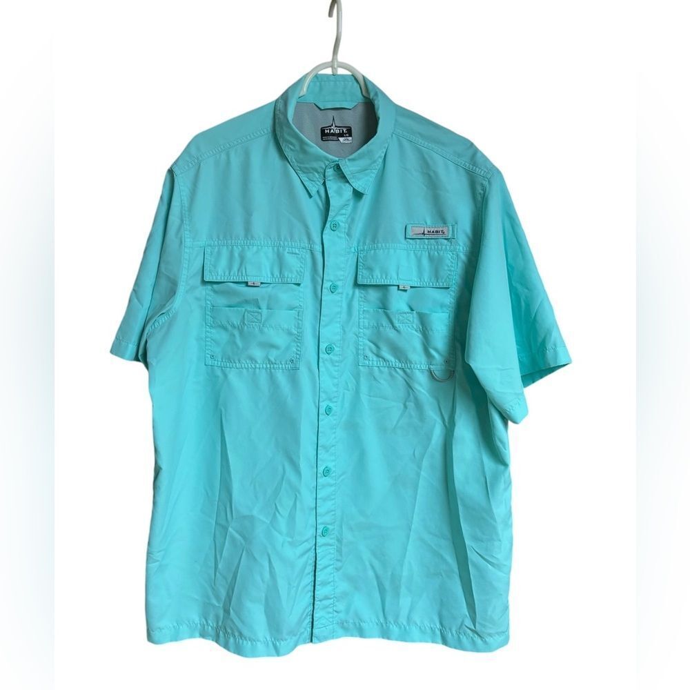 Habit Mens S/S Turquoise Active Fishing Shirt NWOT - Size Large 7 0474 - Picture 6 of 6